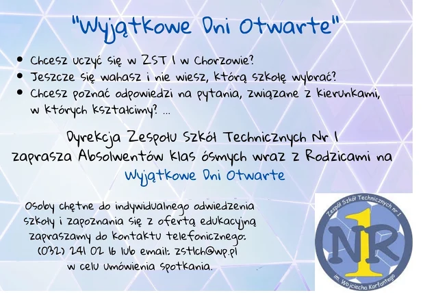 Wyjątkowe Dni Otwarte w ZST nr 1 w Chorzowie 
