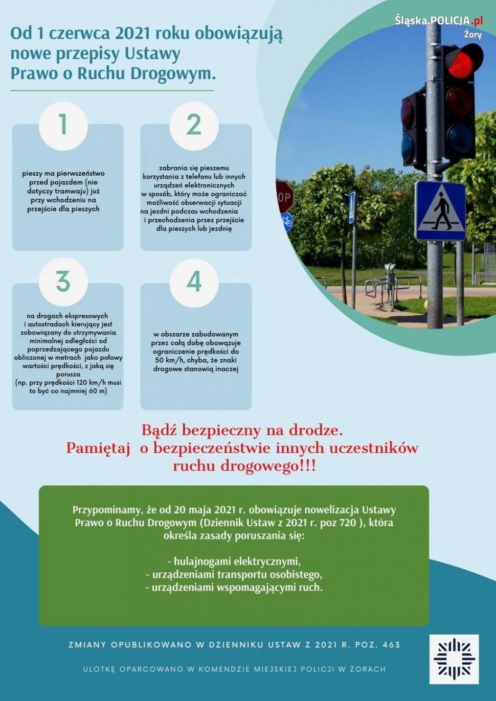 Policjanci z żorskiej drogówki promują nowe przepisy