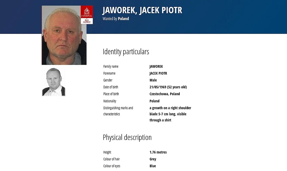 Czerwona nota Interpolu i 20 tysięcy nagrody za pomoc w ujęciu Jacka Jaworka