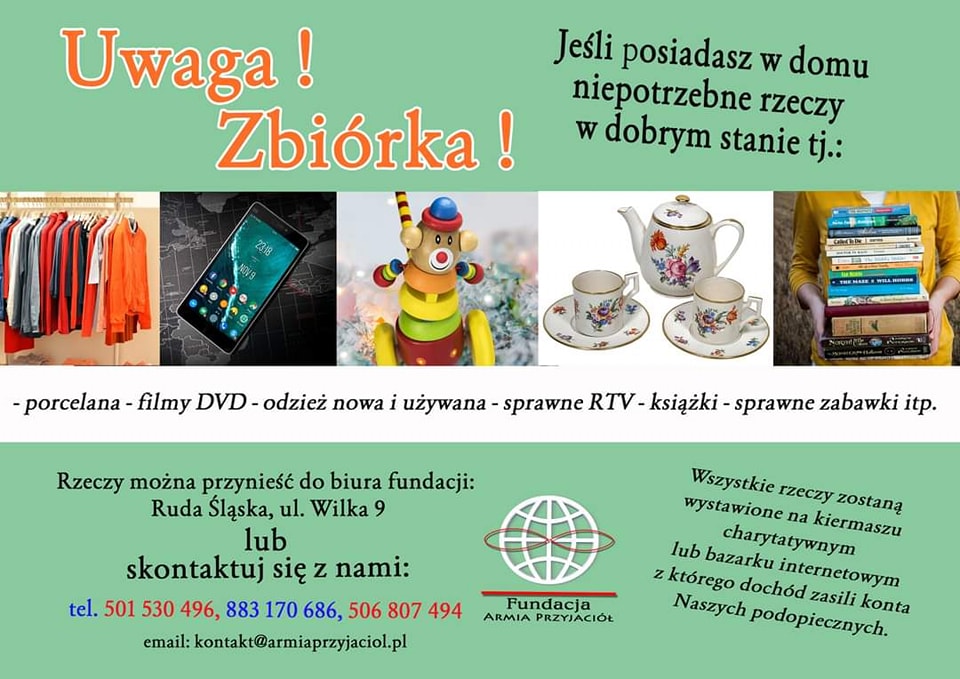 Fundacja Armia Przyjaciół przypomina o zbiórce niepotrzebnych rzeczy!