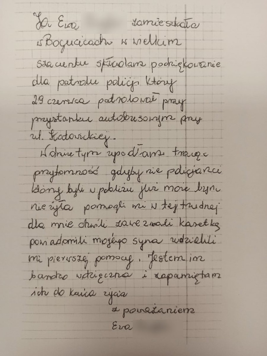 Podziękowania dla policjantów z II Komisariatu Policji w Katowicach
