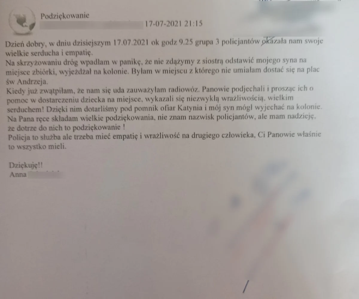 Kolejne podziękowania dla katowickich policjantów