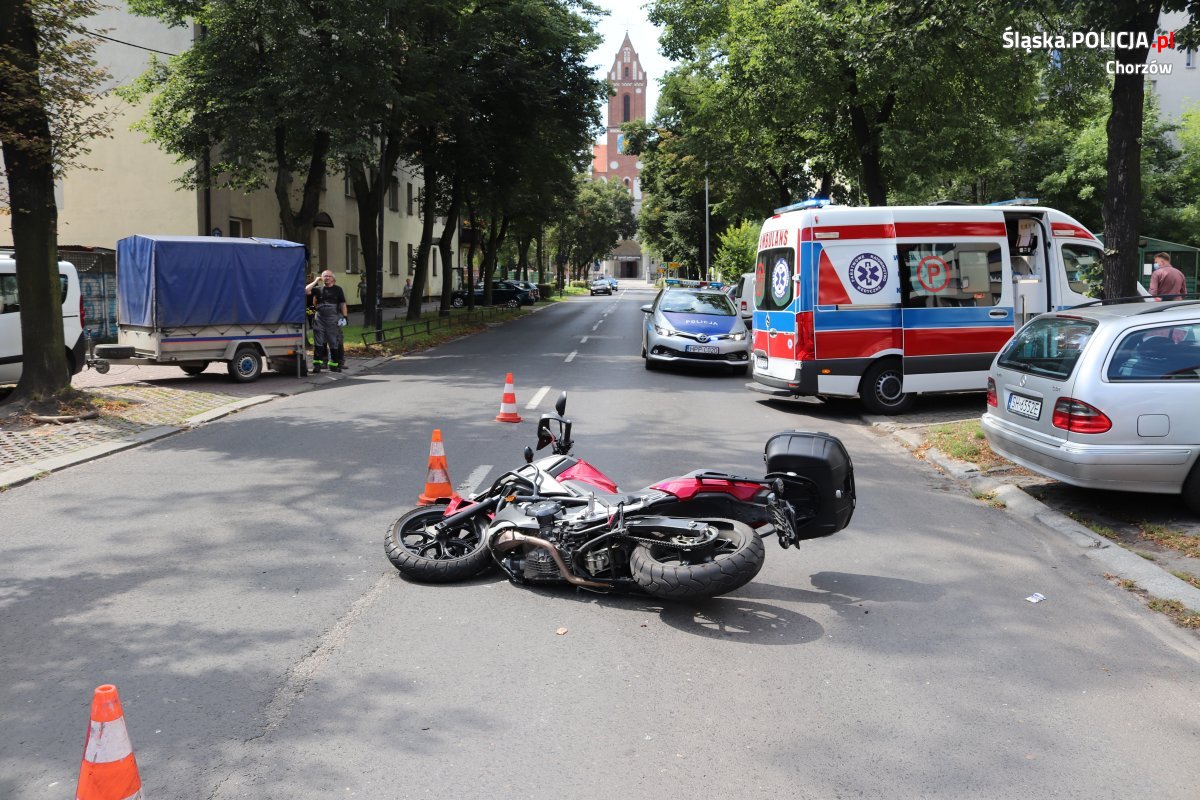 Chorzów: wypadek osobówki z motocyklem