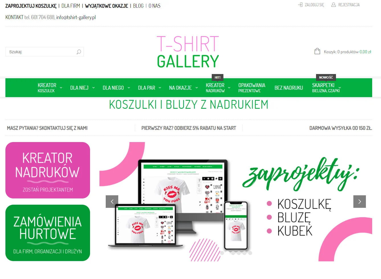 Wyraź siebie z T-shirt Gallery! Koszulki z własnym nadrukiem do zaprojektowania online!