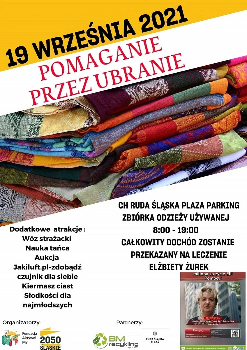 Zbiórka odzieży używanej na rzecz Elżbiety Żurek z Rudy Śląskiej