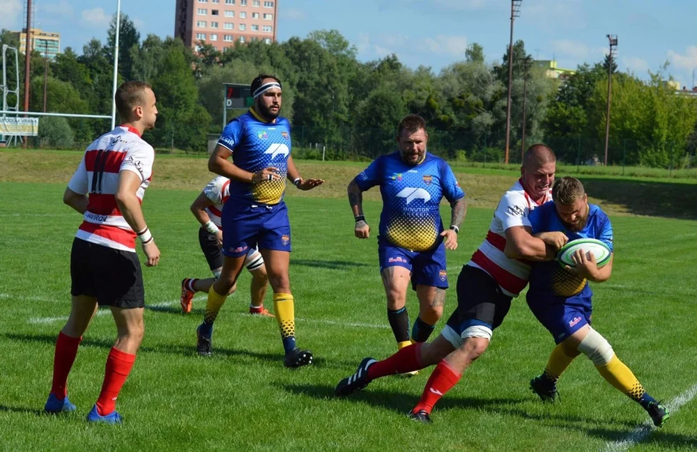 Mecz pomiędzy Rugby Klub Hegemon Mysłowice, a Miedziowymi Lubin w MOSIR Mysłowice