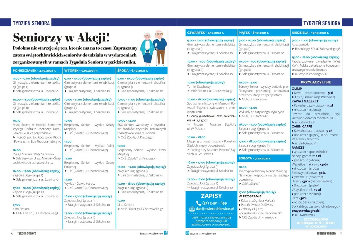 Tydzień Seniora - harmonogram aktywności