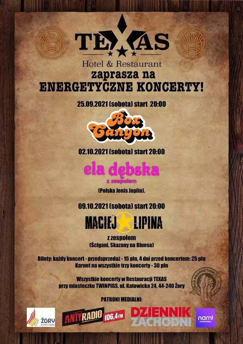 Poczuj amerykański klimat i przyjdź na wyjątkowy koncert do restauracji „Texas”