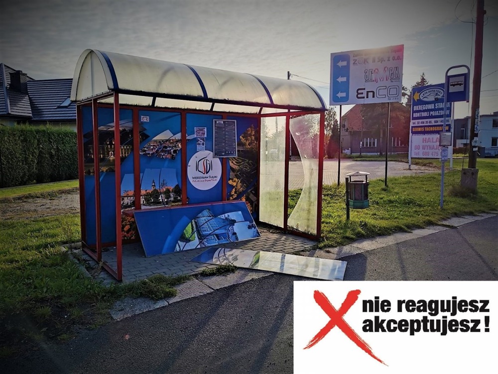 Sprawca zniszczenia przystanku zatrzymany dzięki reakcji świadka