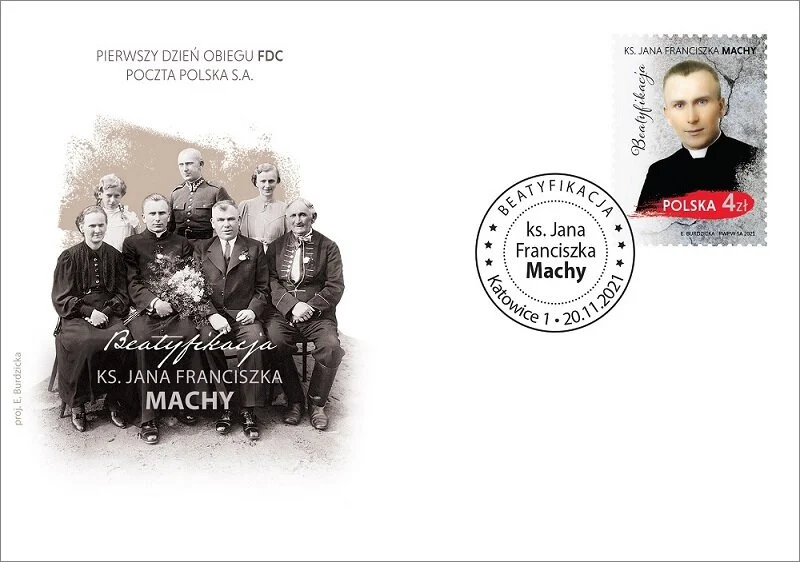 Ks. Jan Franciszek Macha - męczennik ze Śląska na znaczku pocztowym