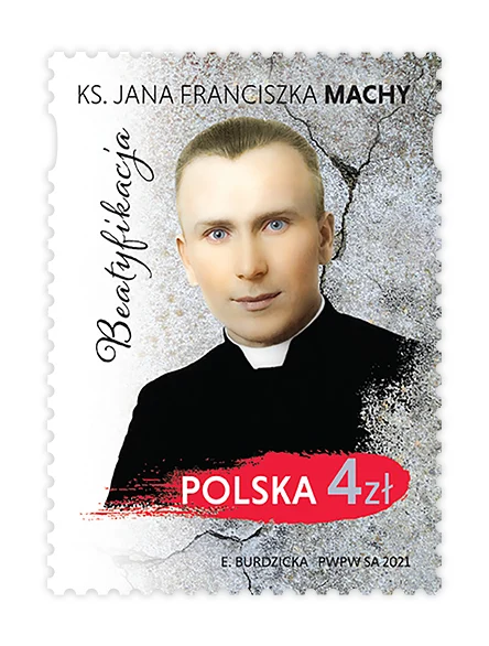 Ks. Jan Franciszek Macha - męczennik ze Śląska na znaczku pocztowym