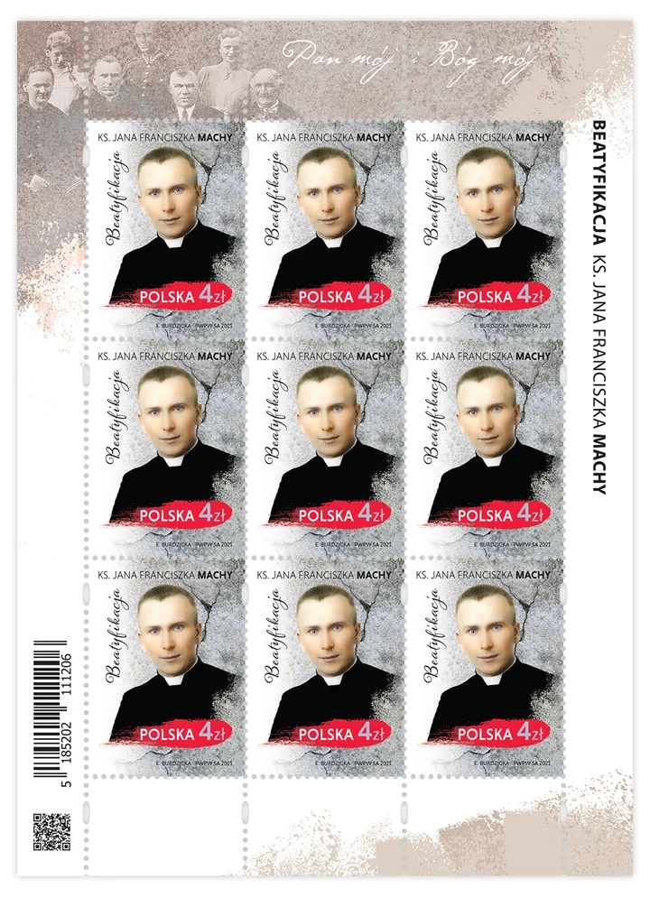 Ks. Jan Franciszek Macha - męczennik ze Śląska na znaczku pocztowym