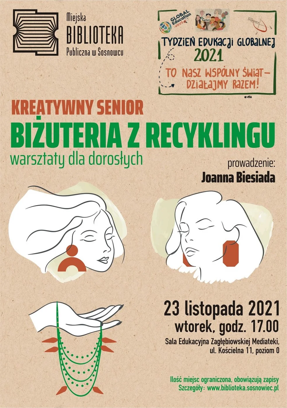 Warsztaty "Kreatywny Senior" – biżuteria z recyklingu w Zagłębiowskiej Mediatece