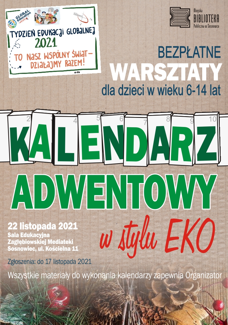 Kalendarz adwentowy w stylu EKO – bezpłatne warsztaty plastyczne dla dzieci i opiekunów