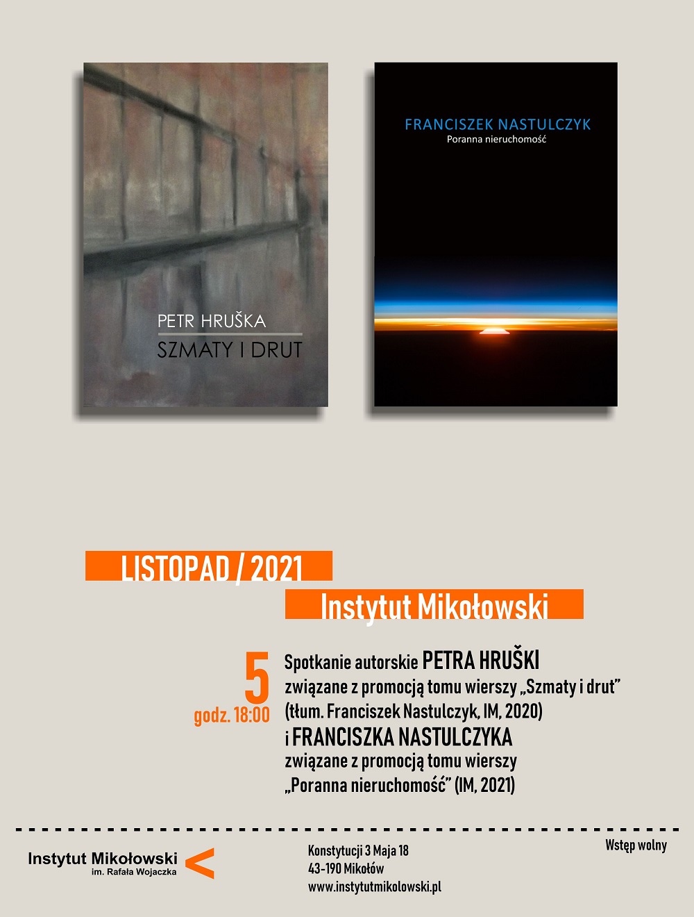 Spotkanie autorskie P. Hruski i F. Nastulczyka. Promocja najnowszych tomów wierszy