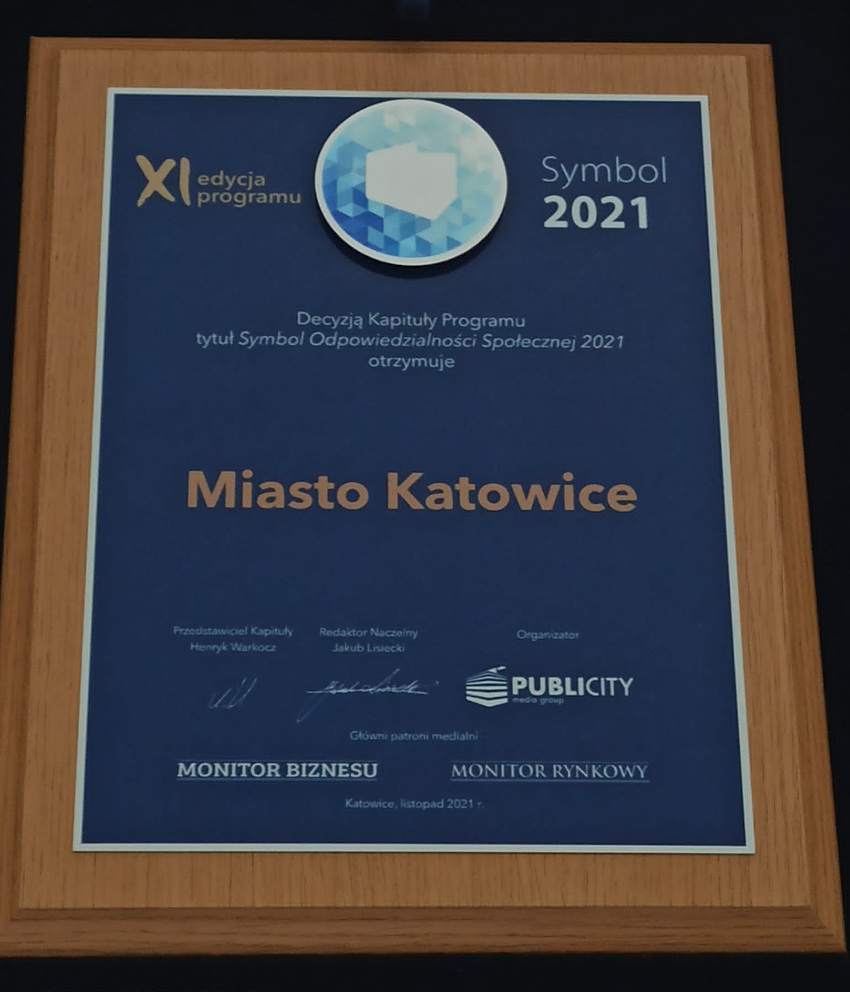 Miasto Katowice uzyskało tytuł Symbol Odpowiedzialności Społecznej 2021