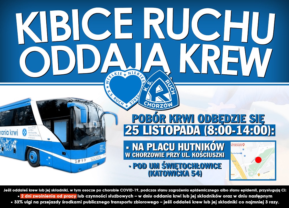 Kibice Ruchu oddają krew. Klub zachęca do wzięcia udziału w akcji krwiodawstwa