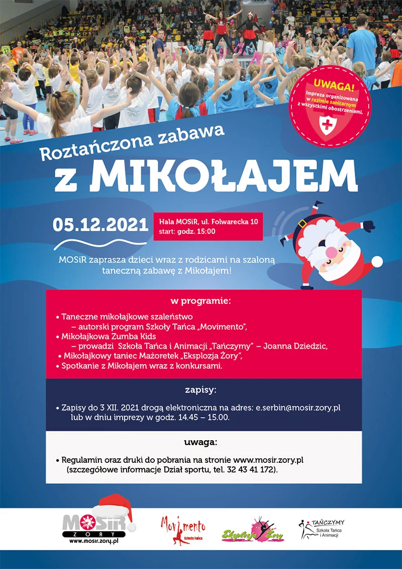 Roztańczona zabawa z Mikołajem w Hali MOSiR