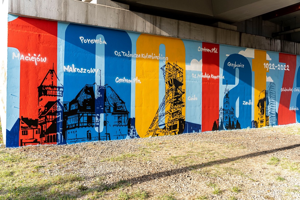 Mural z okazji 100-lecia praw miejskich Zabrza