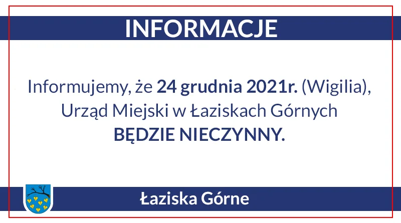 Urząd Miejski w wigilię będzie nieczynny