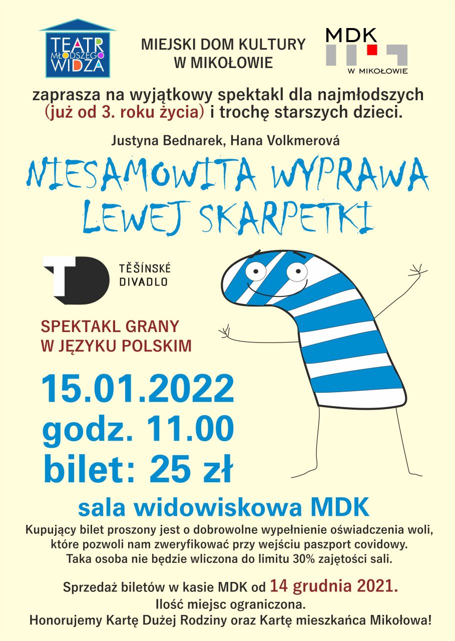 Spektakl "Niesamowita wyprawa lewej Skarpetki" w ramach Teatru Młodszego Widza