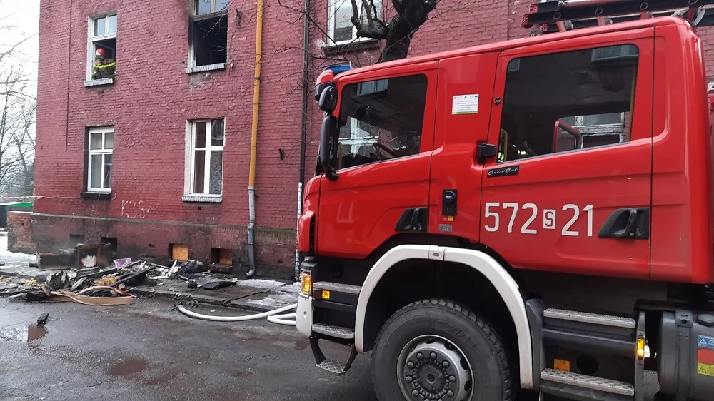 Pożar mieszkania przy ul. Rencistów w Rudzie Śląskiej
