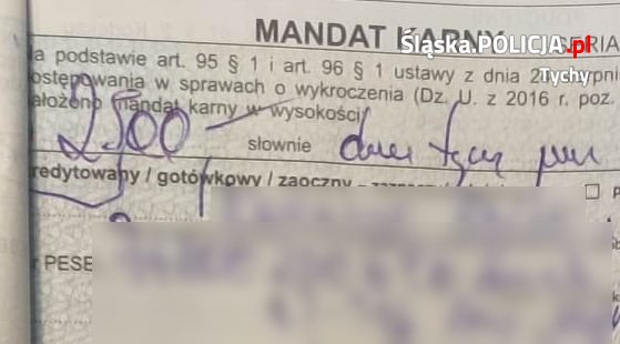 Kosztowny przejazd na narty. Mężczyzna otrzymał mandat w wysokości 2500 zł