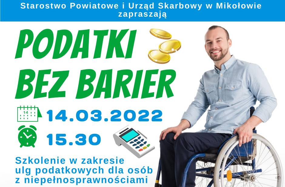 Szkolenia dla osób z niepełnoprawnościami i ich rodzin w ramach akcji "Podatki bez barier"