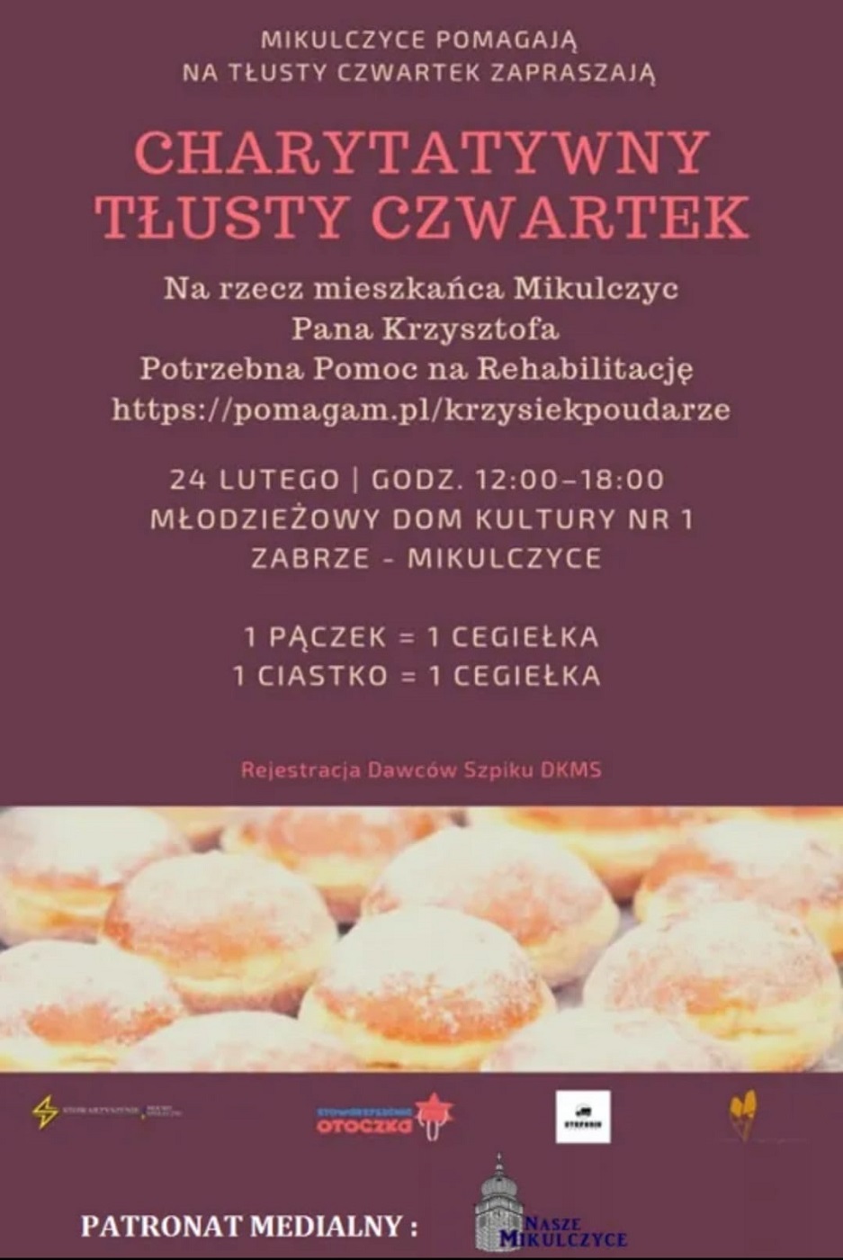 Akcja charytatywna w Tłusty Czwartek. Pomóżmy mieszkańcowi Mikulczyc wrócić do sprawności!