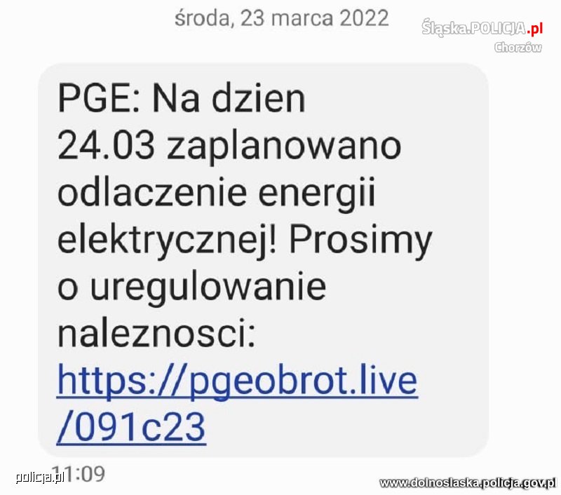 Chorzowscy policjanci ostrzegają przed oszustami podszywającymi się pod "PGE"!