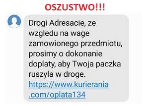 Dostałeś SMS z prośbą o dopłatę za przesyłkę ? Uważaj to prawdopodobnie oszustwo!