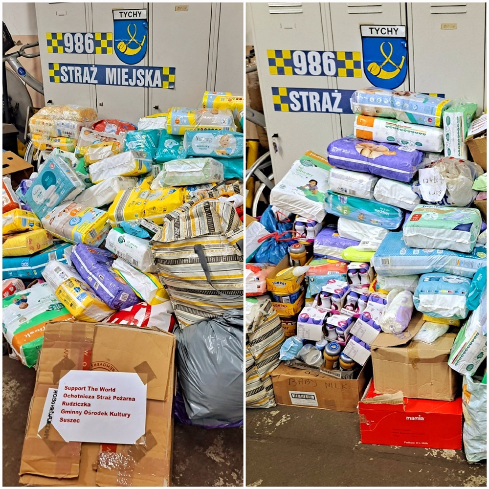 Garaż Straży Miejskiej Miasta Tychy zamienił się w magazyn darów pierwszej potrzeby