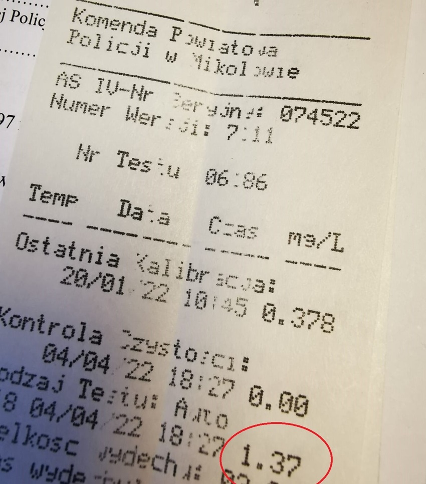 Kierujący fordem miał w organizmie blisko 3 promile alkoholu