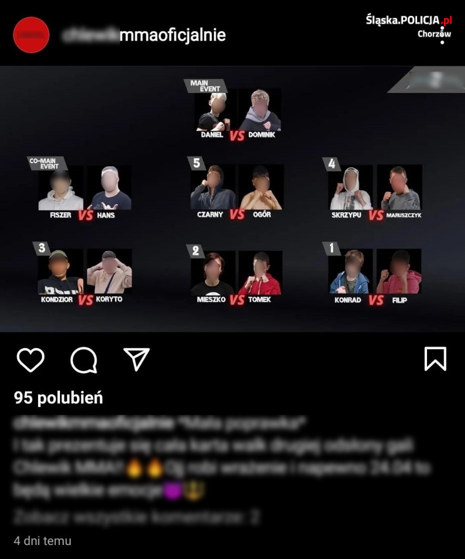 Chorzów: Policjanci nie dopuścili do nielegalnych walk nieletnich