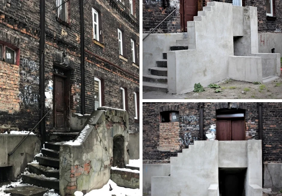 Wejście do kamienicy wyremontowane przez spółdzielnie socjalne