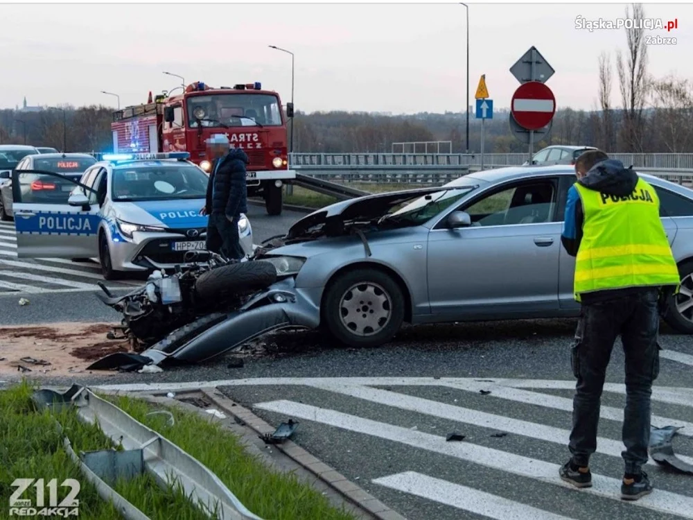 Zabrze: Groźny wypadek z udziałem motocyklisty