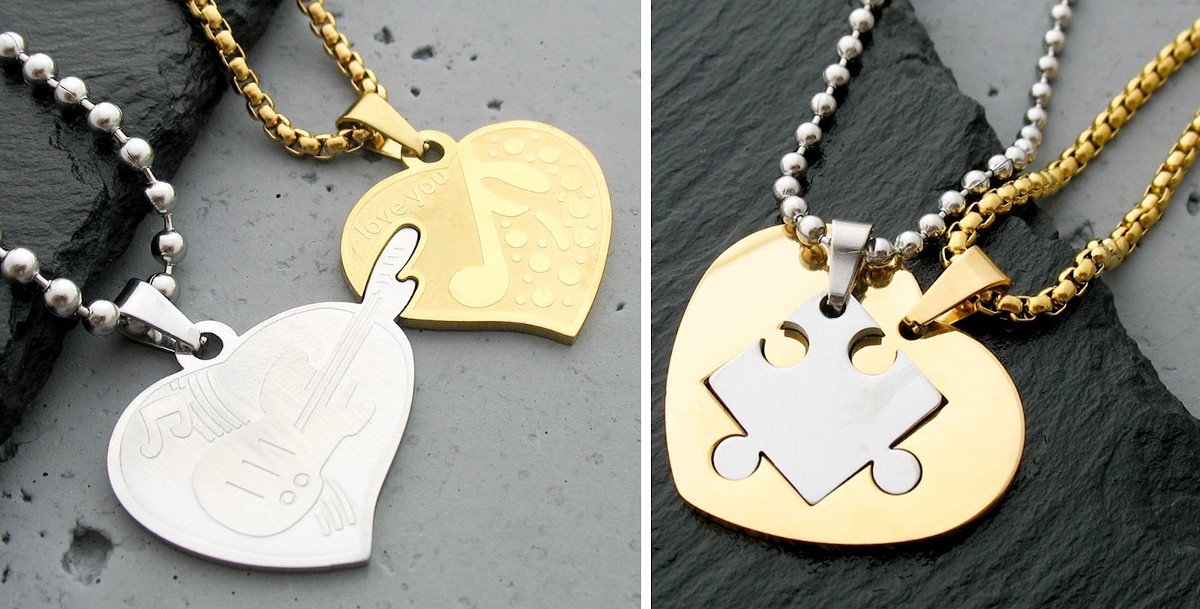 Łańcuszek z sercem dla pary