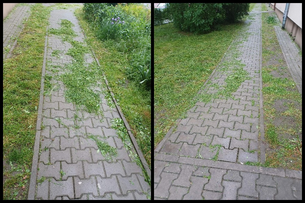Sezon na koszenie traw w pełni. Mieszkańcy narzekają na pozostałości trawy na chodnikach