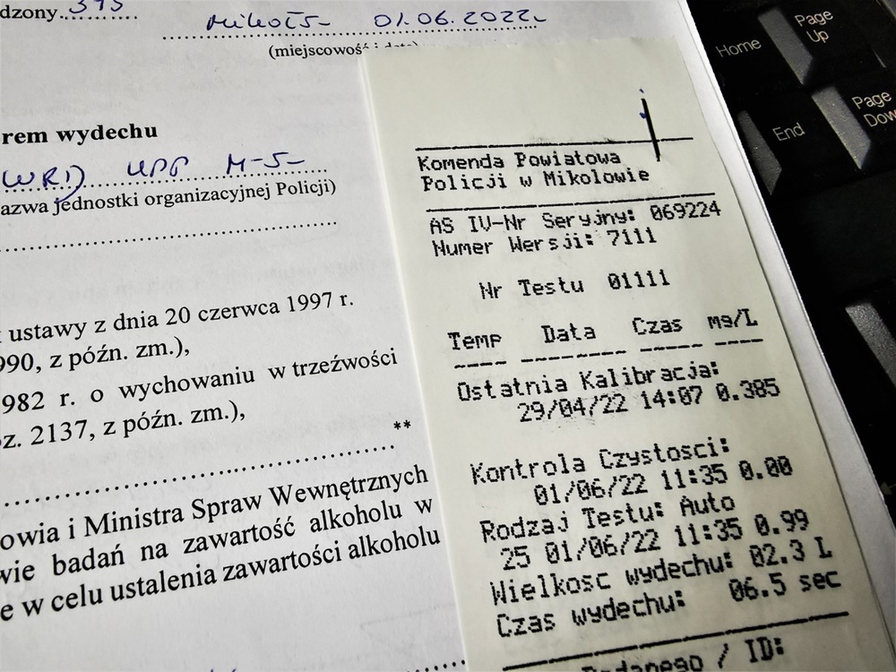 Rowerzysta z dwoma promilami. Ile wydmuchał?