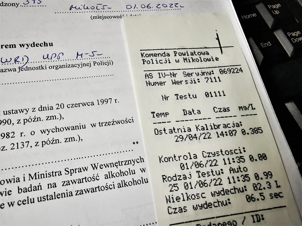 Rowerzysta z dwoma promilami. Ile wydmuchał?