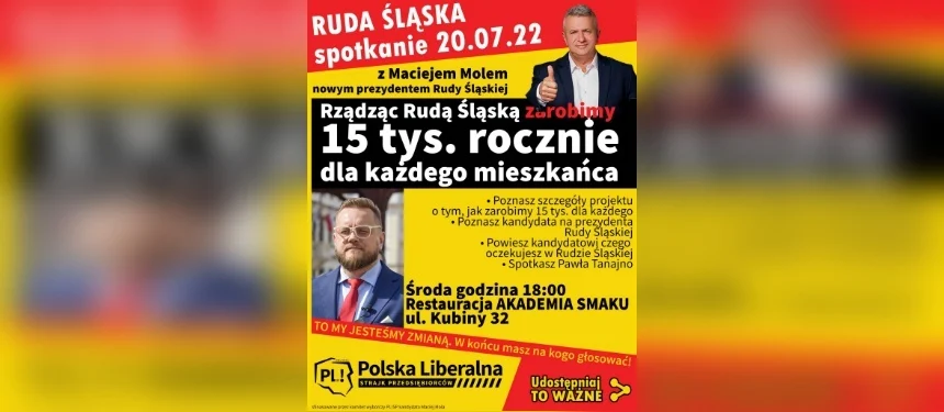 15 tys. rocznie dla każdego mieszkańca? Maciej Mol zaprasza na spotkanie z kandydatem