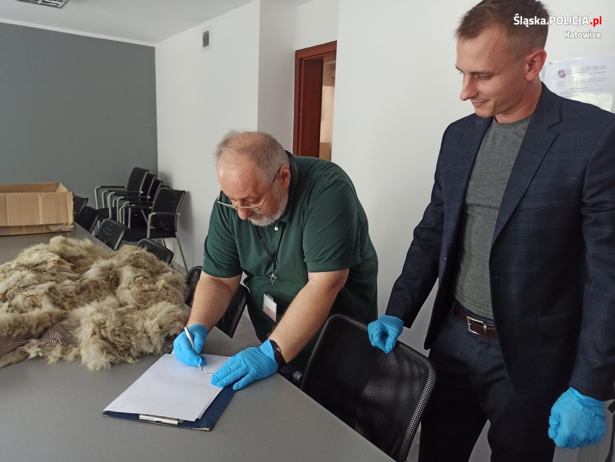 Przekazali futro z wilka kanadyjskiego funkcjonariuszom KAS-u