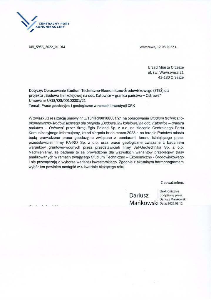 Prace geodezyjne i geologiczne w ramach inwestycji CPK