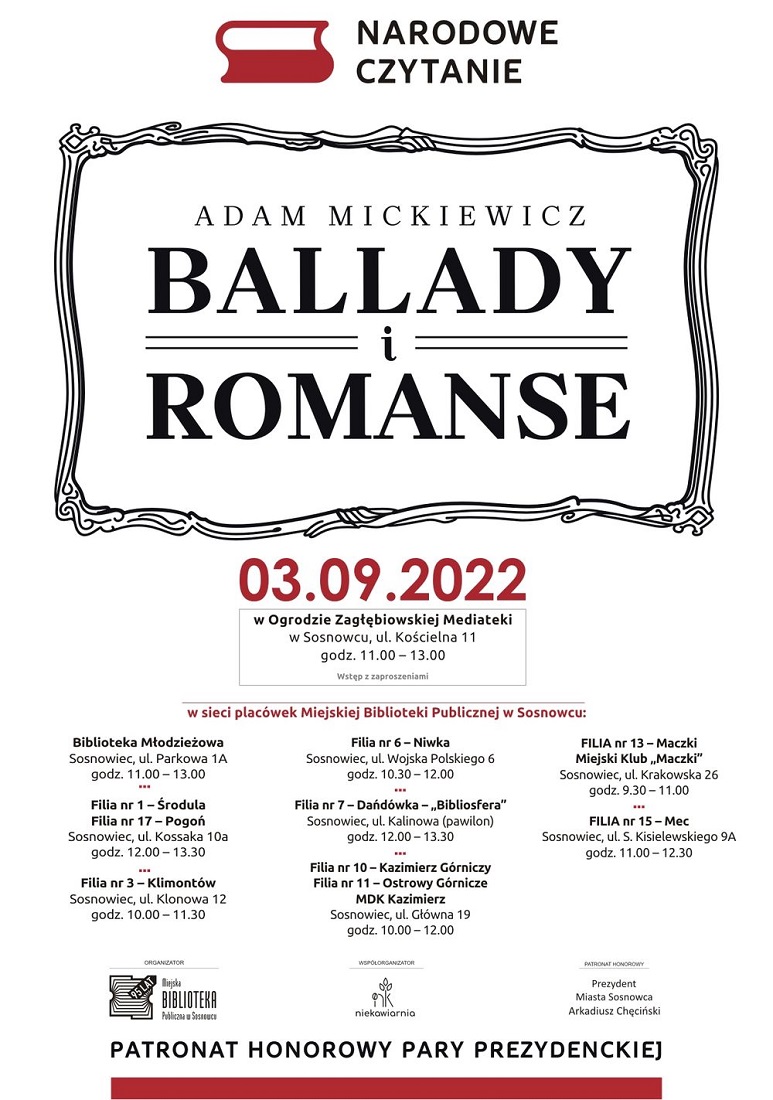 Narodowe Czytanie 2022. "Ballady i romanse" Adama Mickiewicza