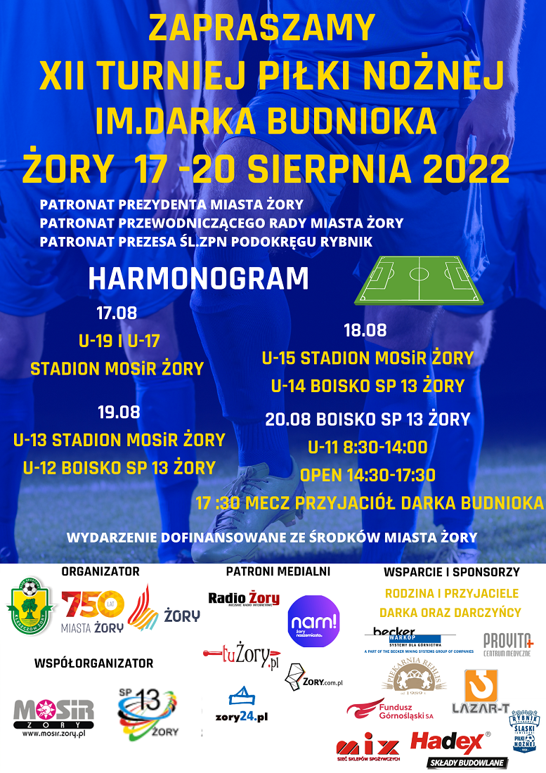 Ju niedługo rozpocznie się XII Turniej Piłki Nożnej im. Darka Budnioka w Żorach!