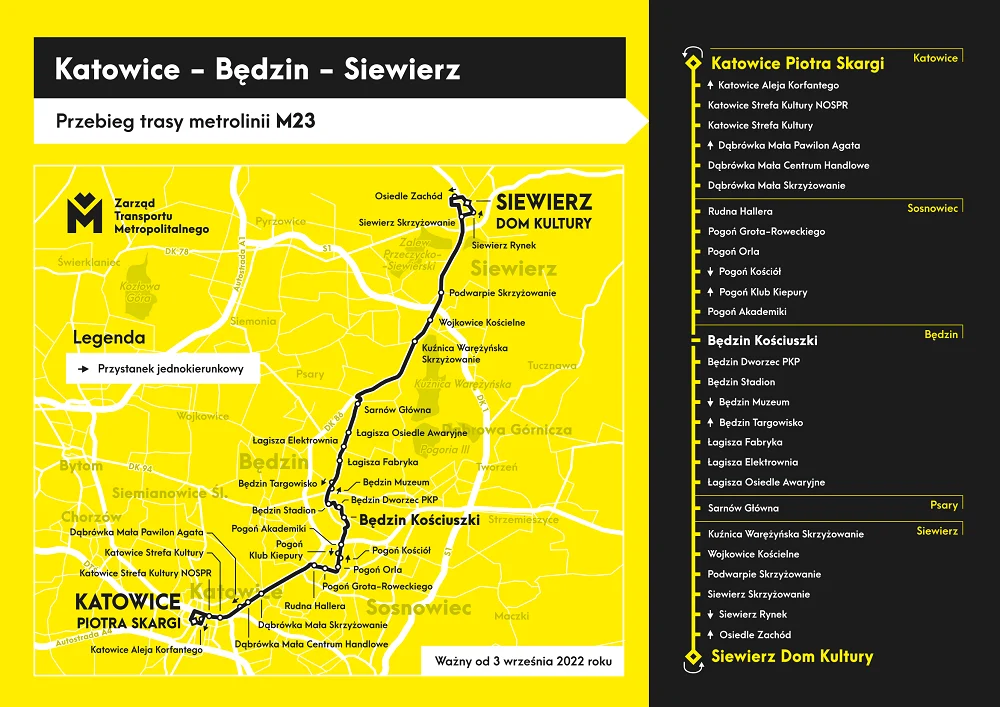 Linia M23 połączy Siewierz i gminę Psary z Sosnowcem i Katowicami.