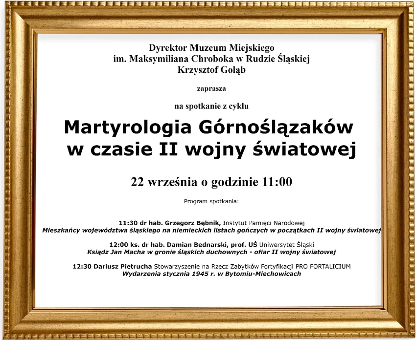 Spotkanie z cyklu Martyrologia Górnoślązaków w czasie II wojny światowej w Muzeum Miejskim