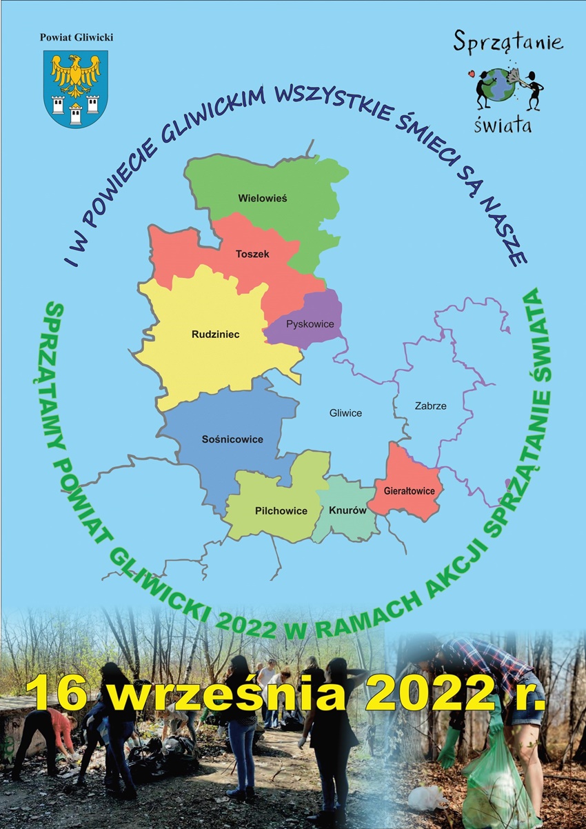 Sprzątanie Powiatu Gliwickiego pod hasłem "Wszystkie śmieci są nasze"