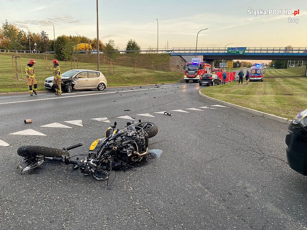 Tragiczny wypadek w Żorach. Zginął 57-letni motocyklista
