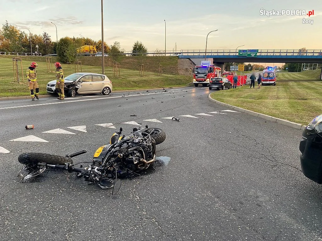 Tragiczny wypadek w Żorach. Zginął 57-letni motocyklista